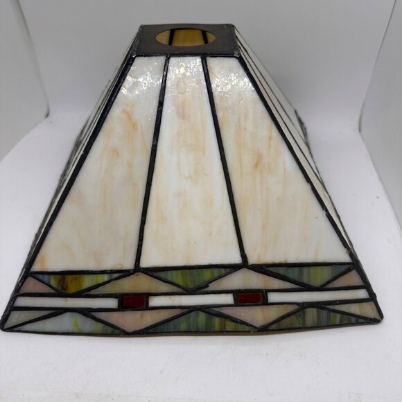 Vintage Tiffany Style Mission Lamp Shade stained Glass 10.5" Square - Picture 7 of 14
